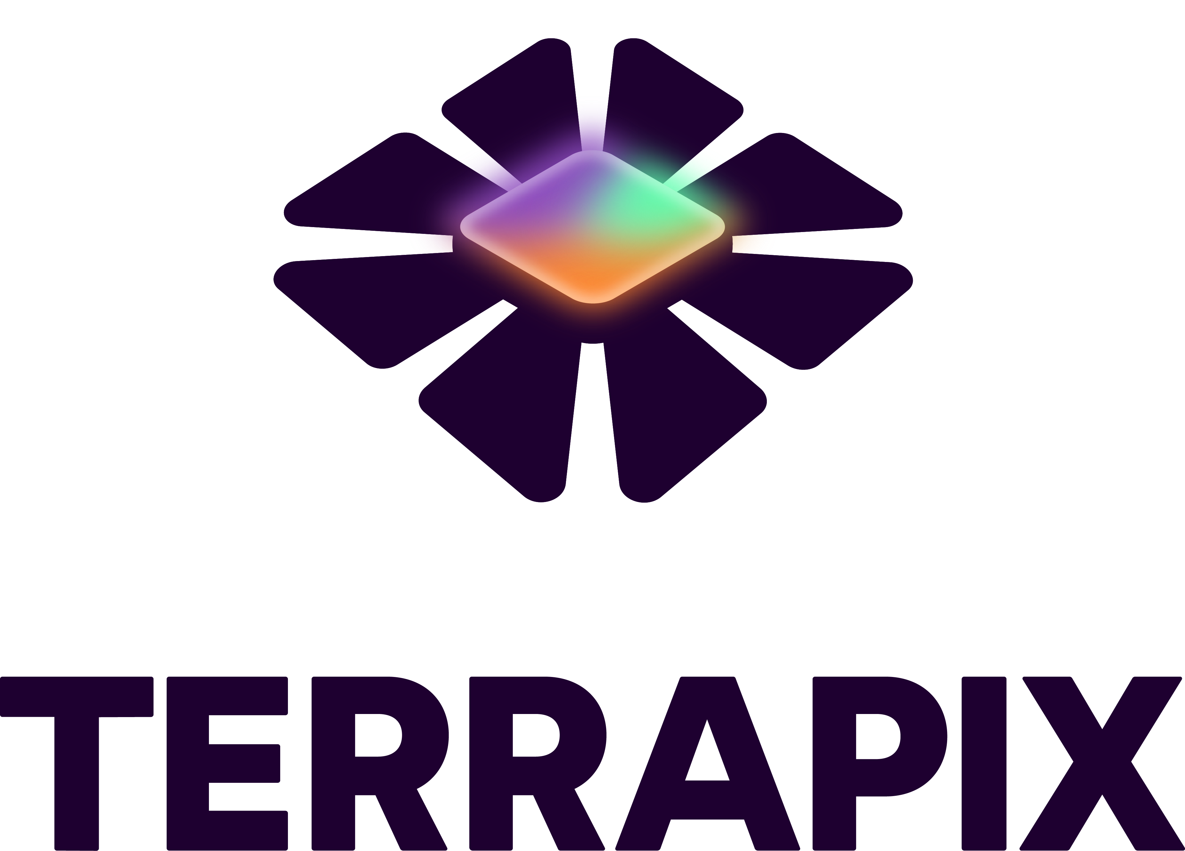 Primární vertikální plnobarevné logo Terrapix